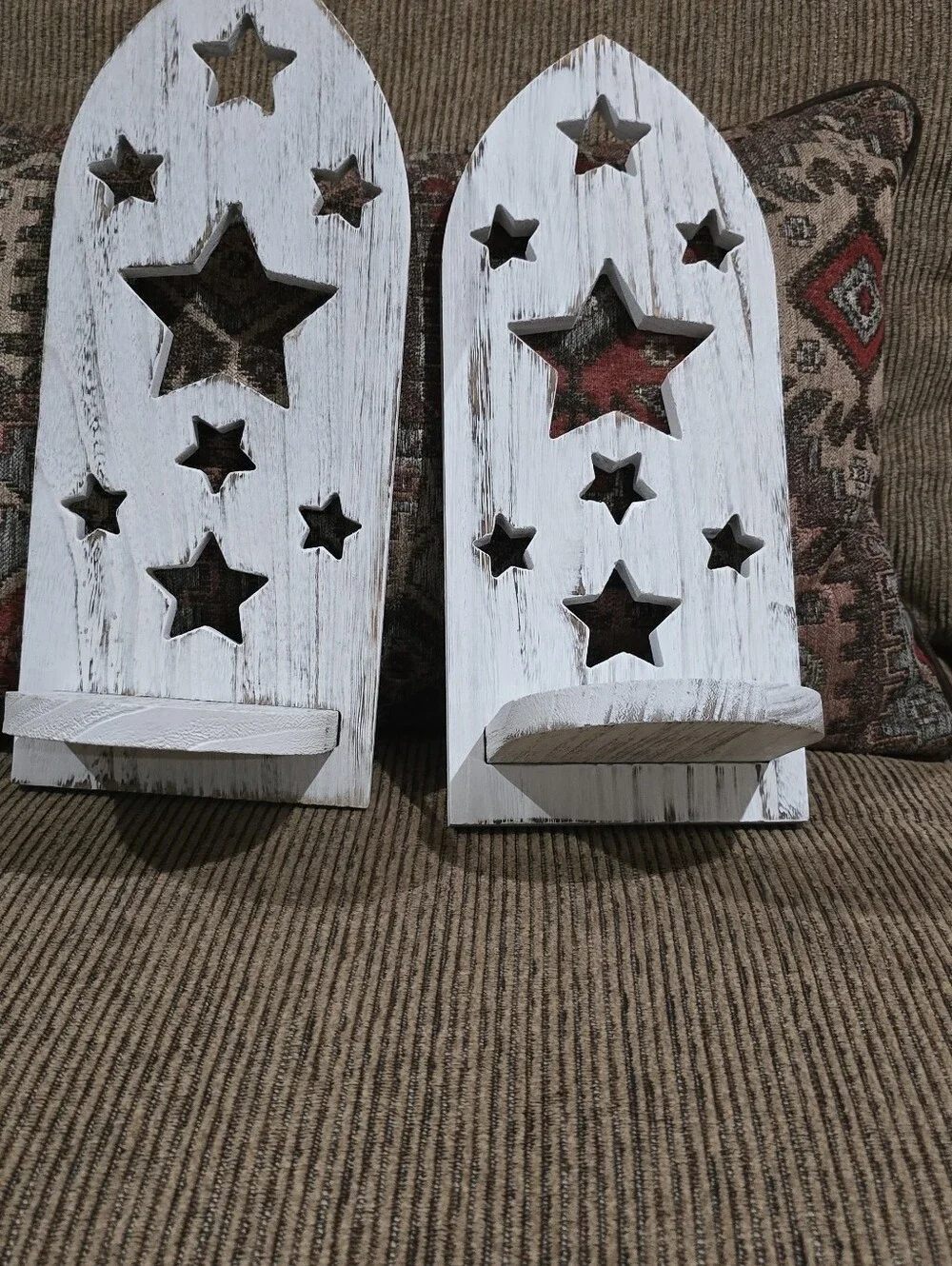 IKEA White Star Pattern Candle Sconces - Set of 2